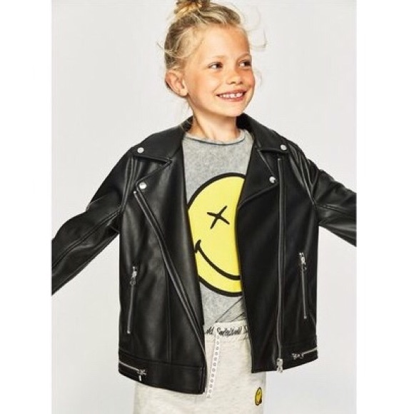 Zara Vegan Leather Biker Jacket Kids 